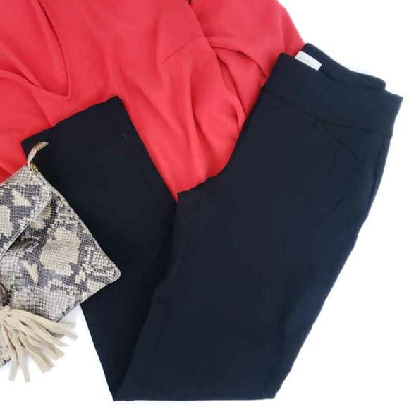 Talbots Straight Leg Black Career Pants 2P Petite Stretch Waist Work Trousers - Picture 1 of 6